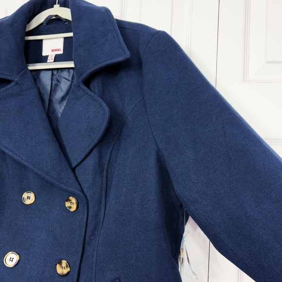 NWT Bongo Juniors' XL Preppy Navy Blue Double-Breasted Peacoat Jacket - Picture 7 of 16